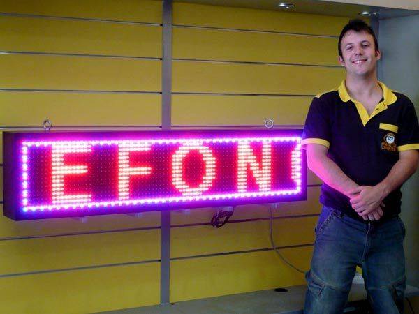 Oferta de cartel led de textos mod. 25X de 135x33 cm. con LED rojo+azul